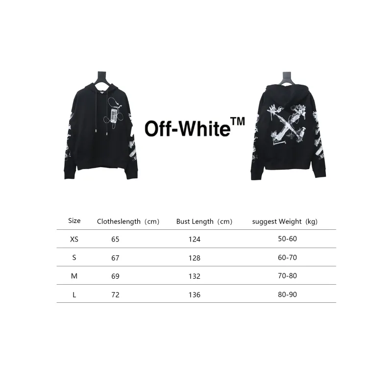Off-white Ink-splashed arrow twill oil painting graffiti hoodie