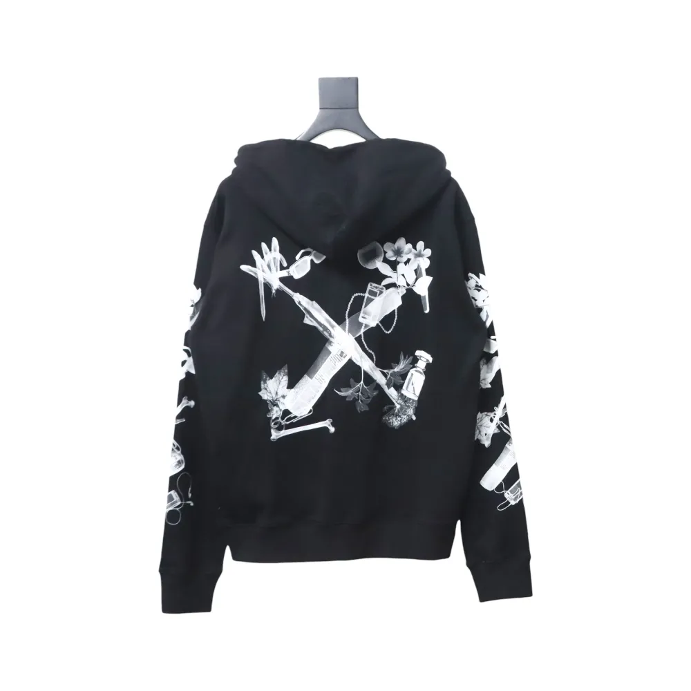 Off-white Ink-splashed arrow twill oil painting graffiti hoodie