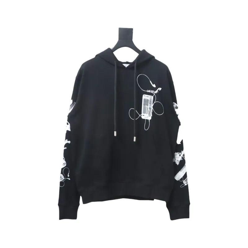 Off-white Ink-splashed arrow twill oil painting graffiti hoodie