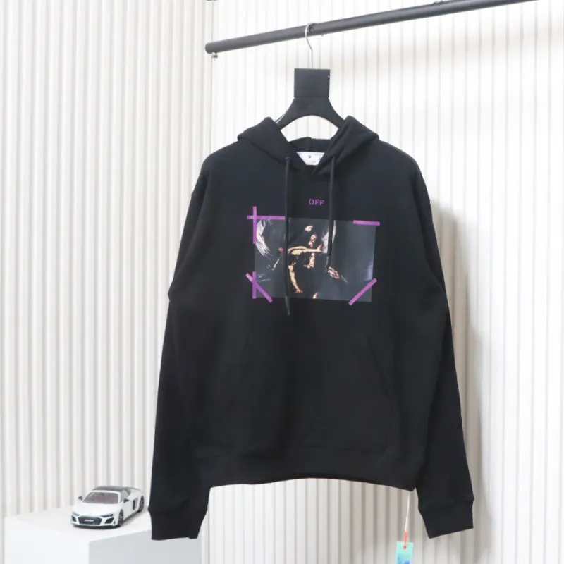 Off-white Religious Madonna Print Hoodie Purple
