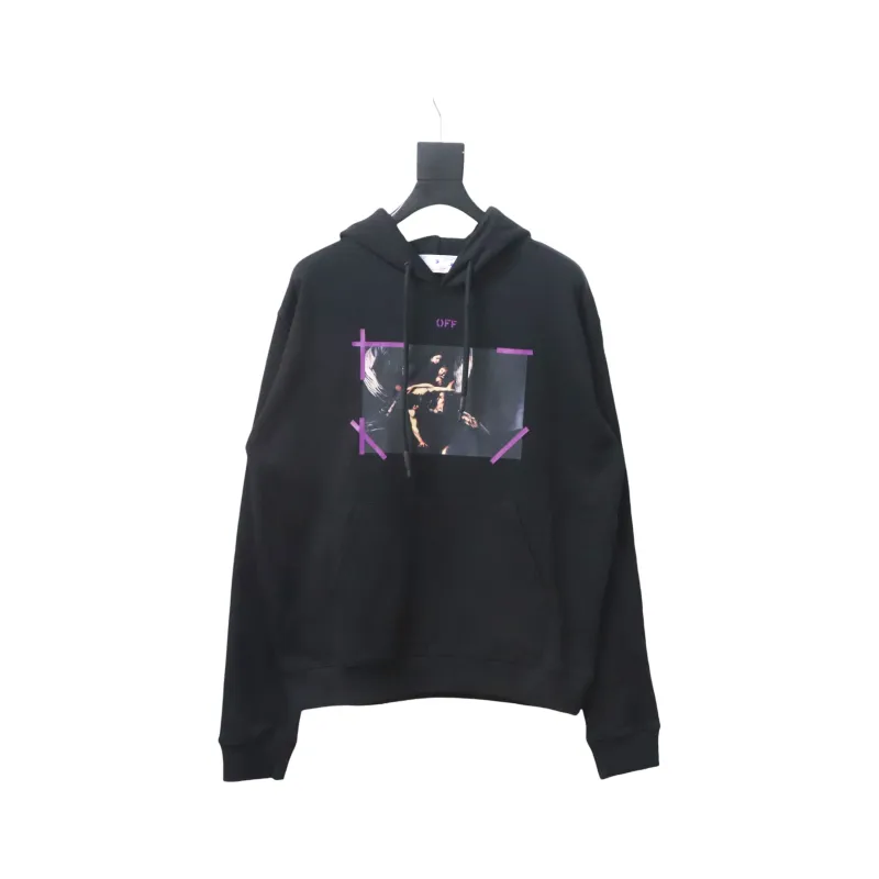 Off-white Religious Madonna Print Hoodie Purple