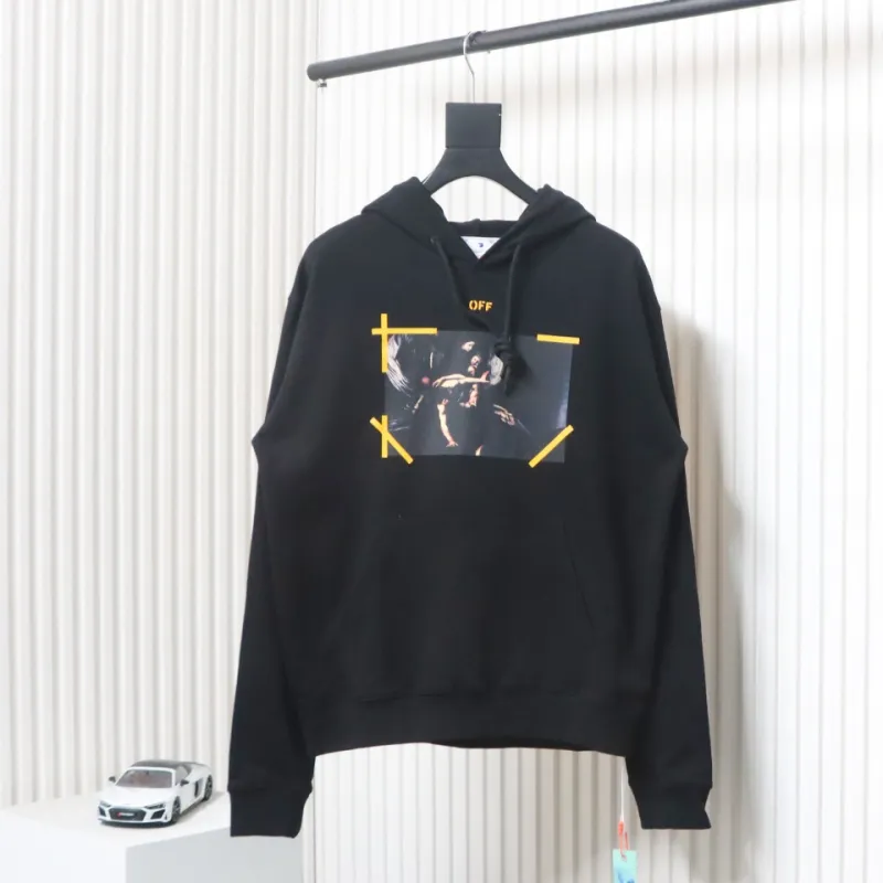 Off-white religious Madonna print hoodie yellow
