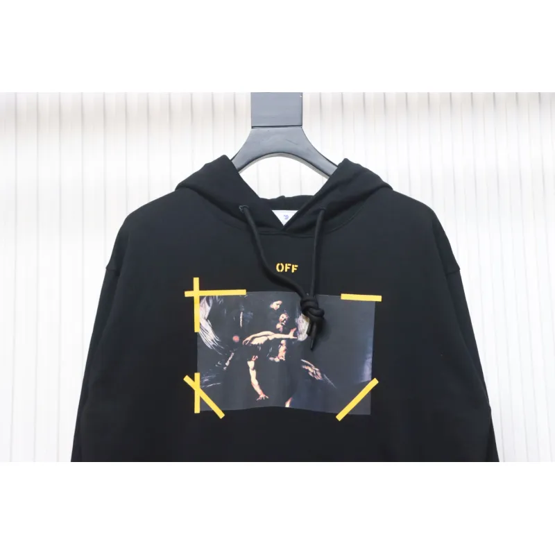 Off-white religious Madonna print hoodie yellow