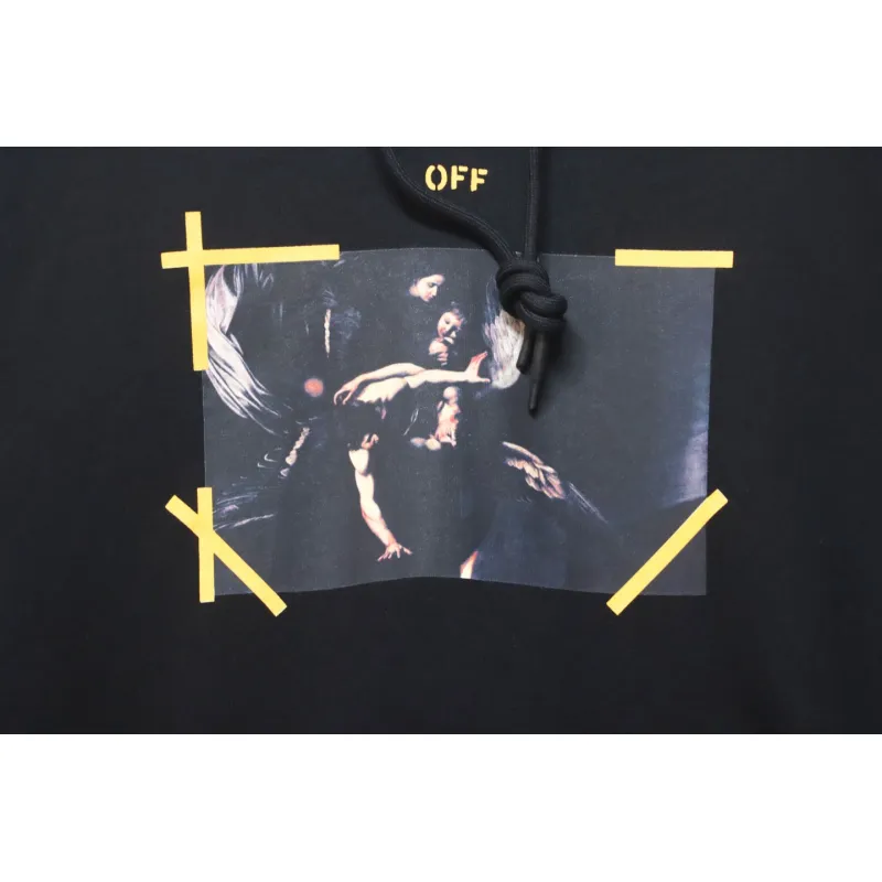 Off-white religious Madonna print hoodie yellow