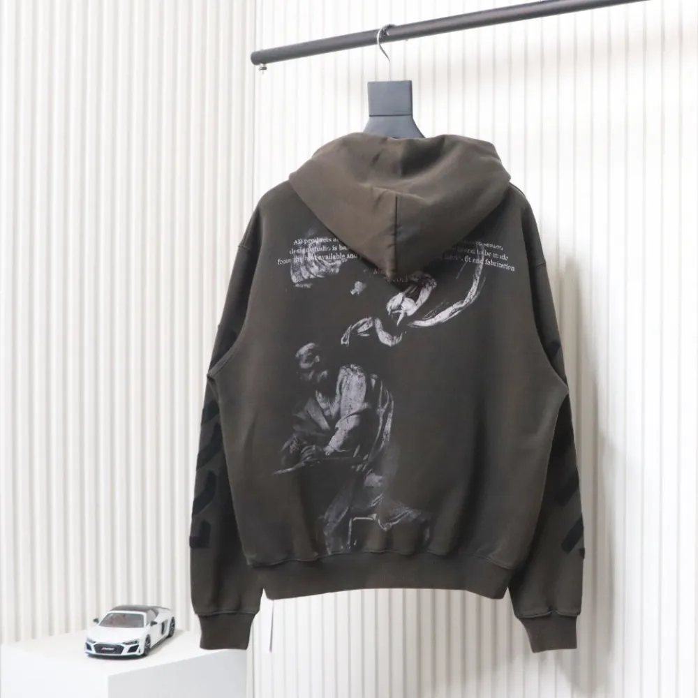 Off-white Washed old man print hoodie