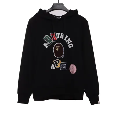 BAPE ape head logo colorful print hoodie Black 01