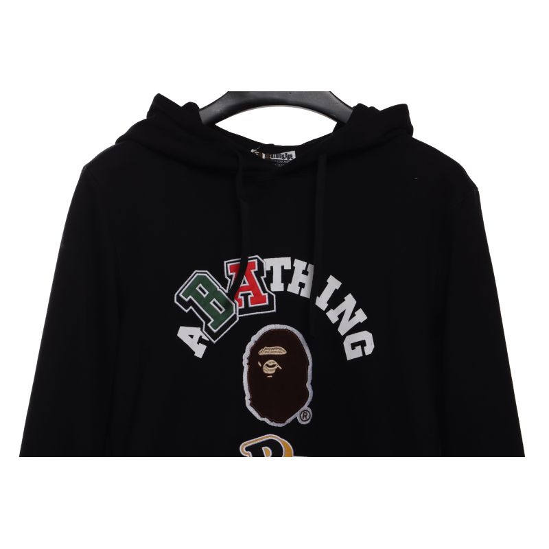 BAPE ape head logo colorful print hoodie Black