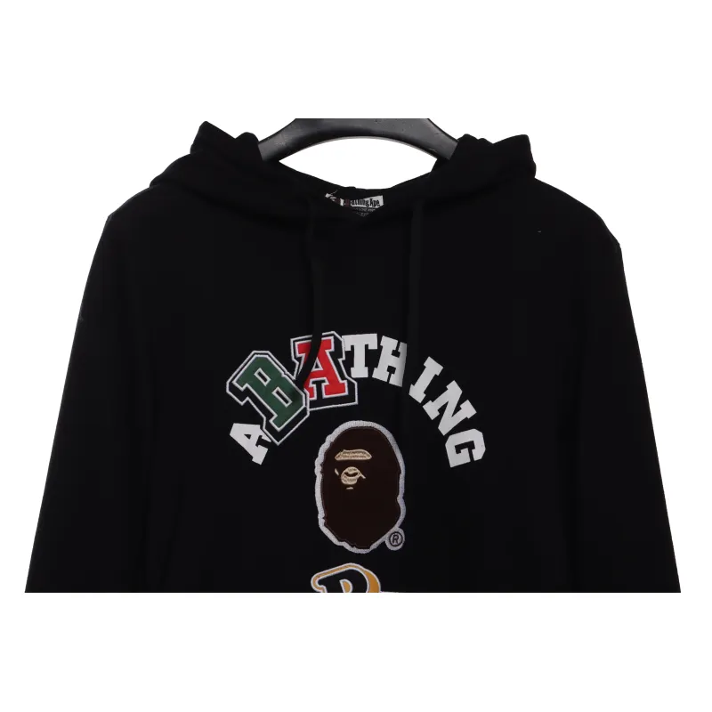 BAPE ape head logo colorful print hoodie Black