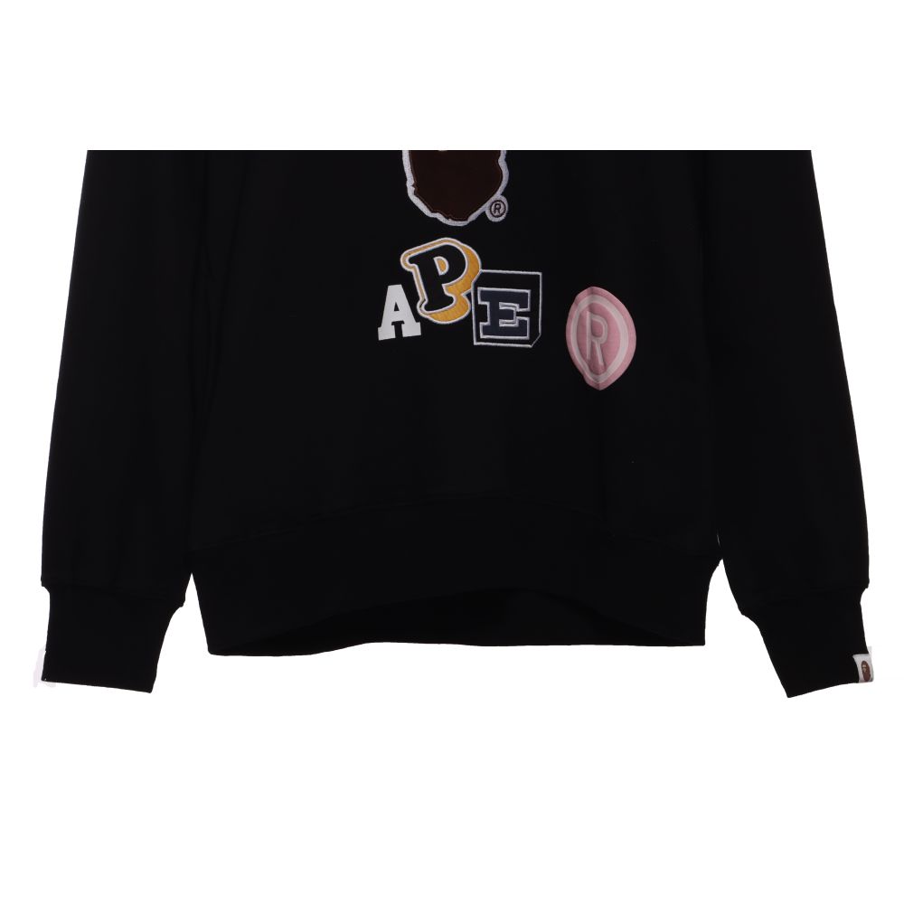 BAPE ape head logo colorful print hoodie Black