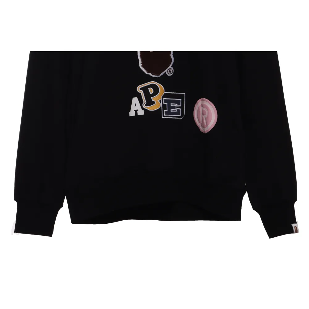 BAPE ape head logo colorful print hoodie Black