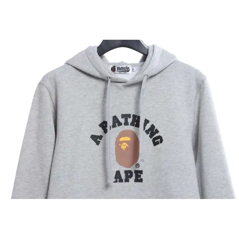 BAPE Ape Head Logo Print Hoodie Grey