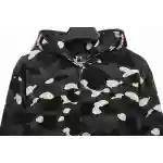 BAPE classic black and white camouflage patchwork luminous hoodie Black