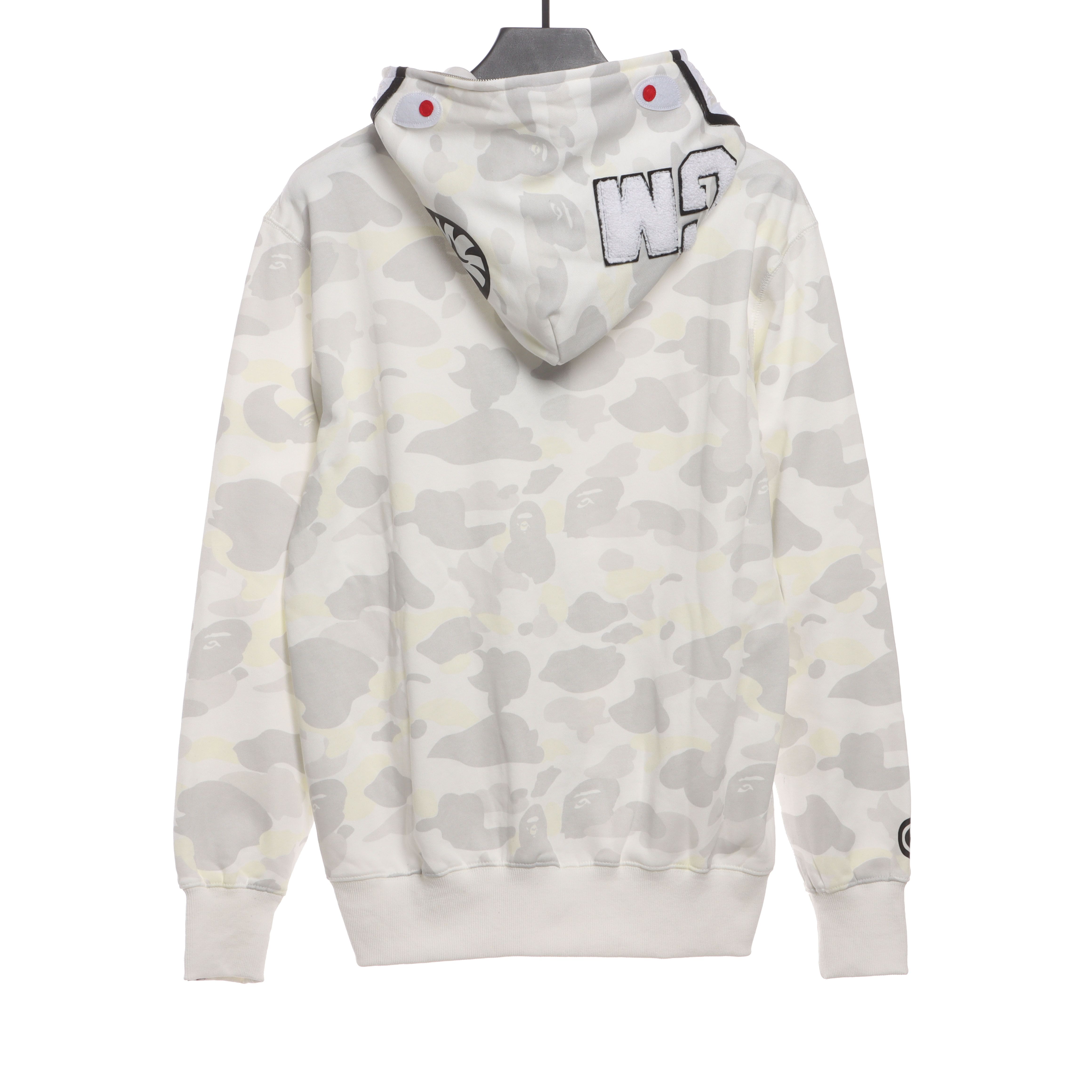 BAPE classic black and white camouflage patchwork luminous hoodie White