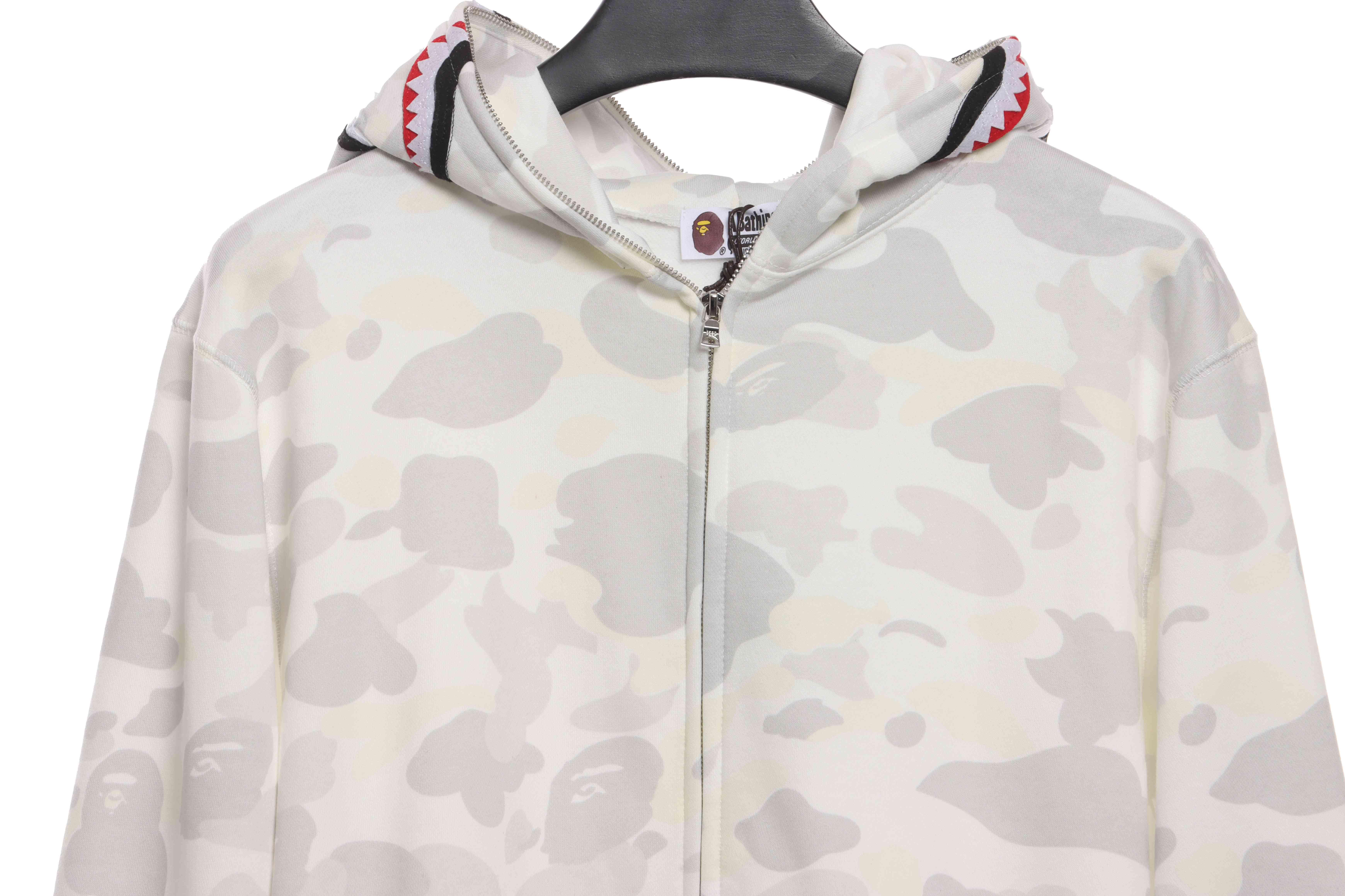 BAPE classic black and white camouflage patchwork luminous hoodie White