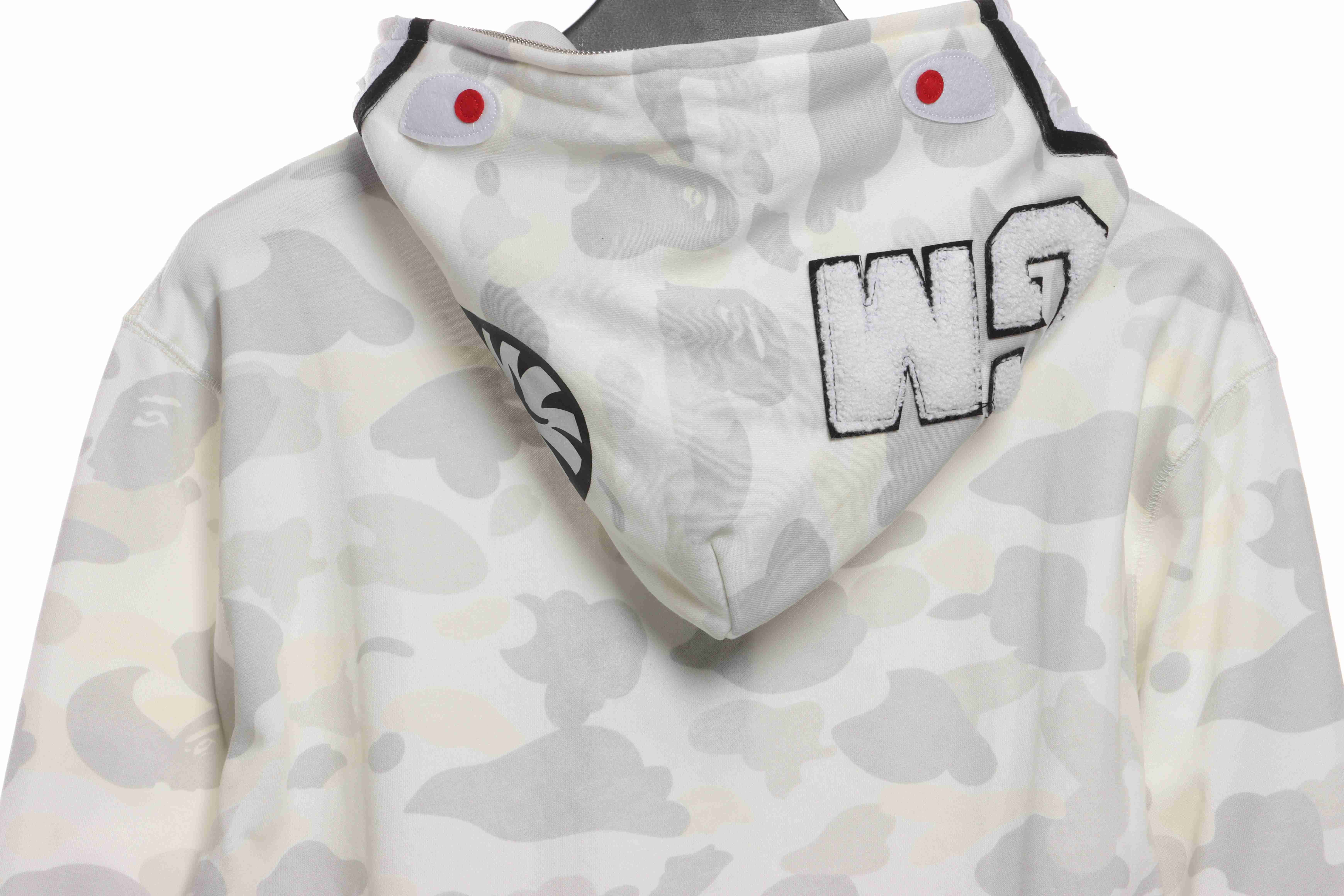 BAPE classic black and white camouflage patchwork luminous hoodie White