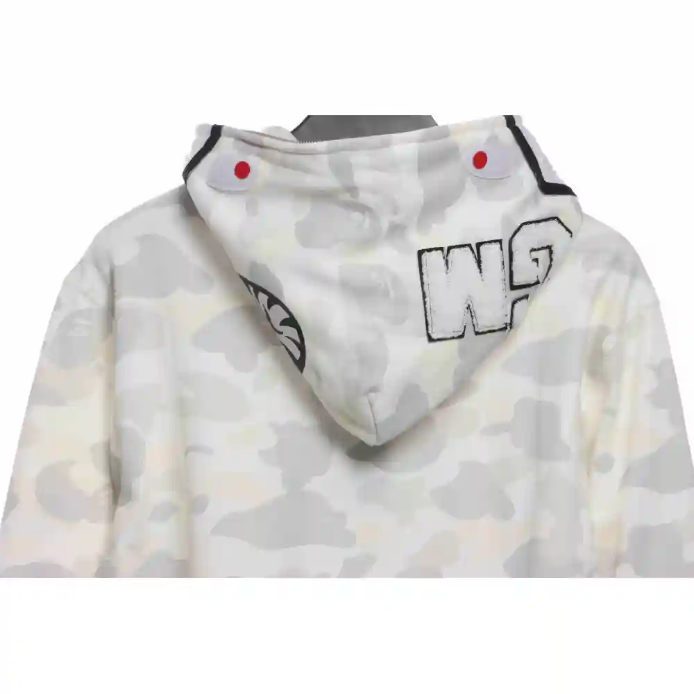 BAPE classic black and white camouflage patchwork luminous hoodie White