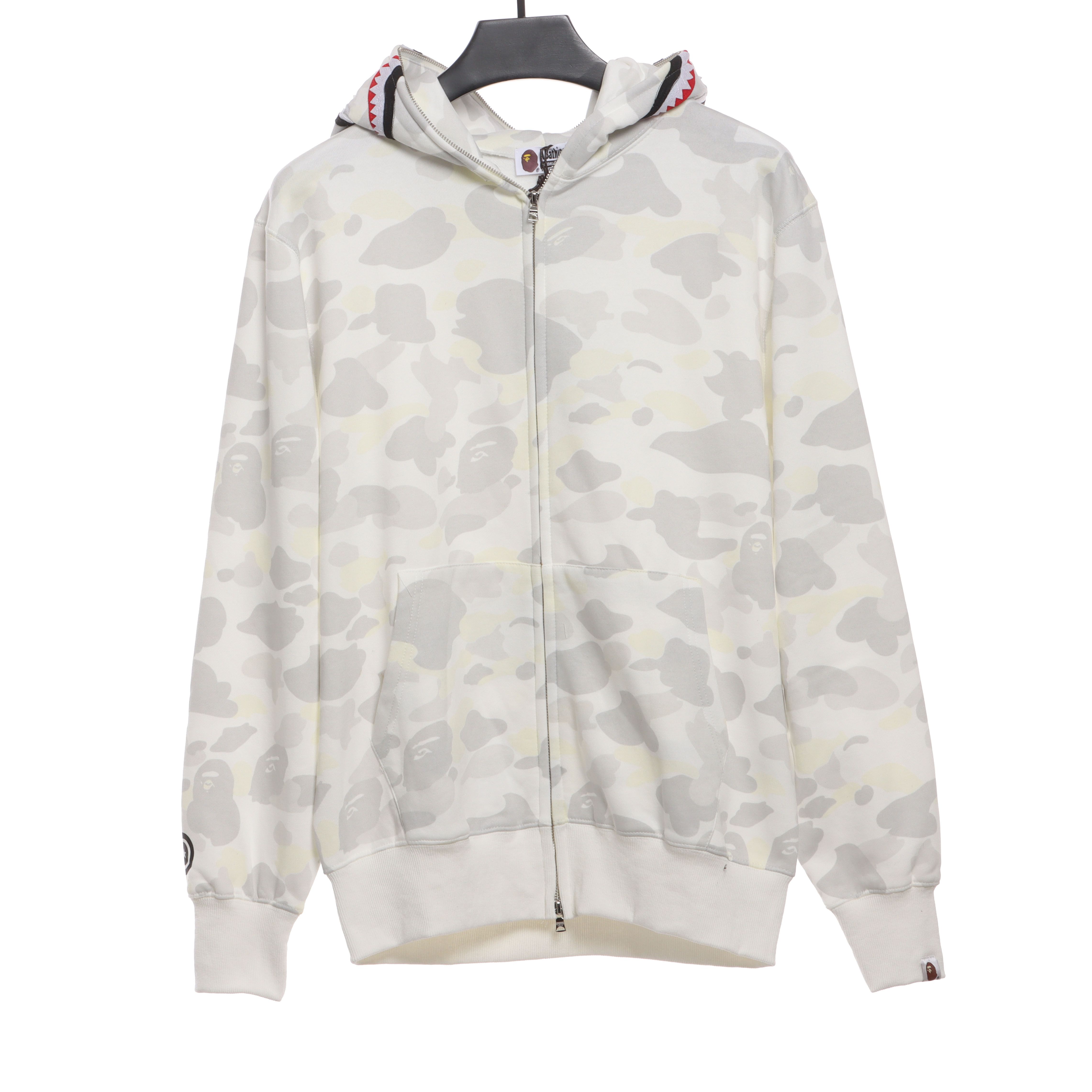 BAPE classic black and white camouflage patchwork luminous hoodie White