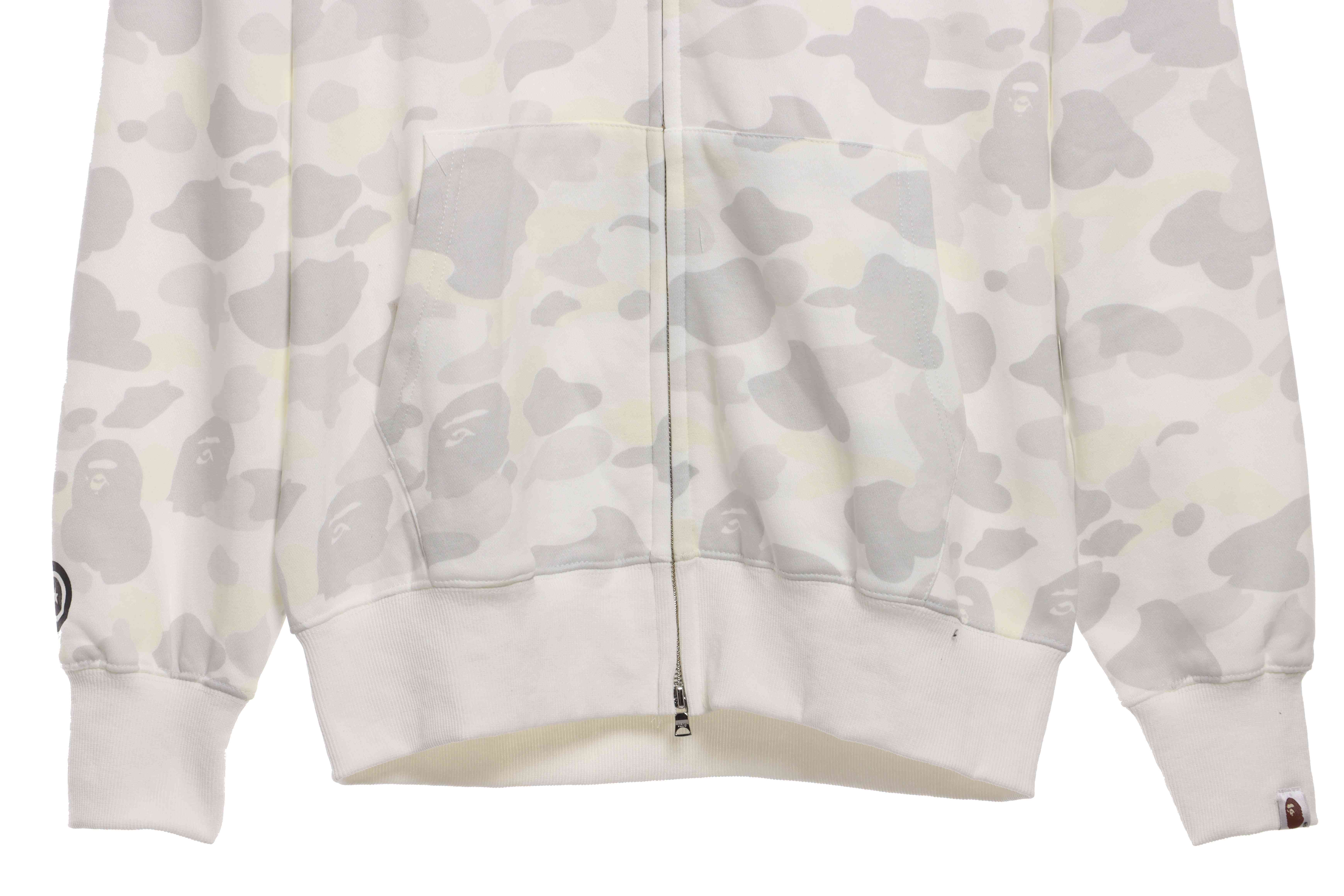 BAPE classic black and white camouflage patchwork luminous hoodie White
