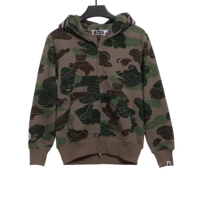 BAPE Overlay Camouflage Shark Zip Hoodie Green 01
