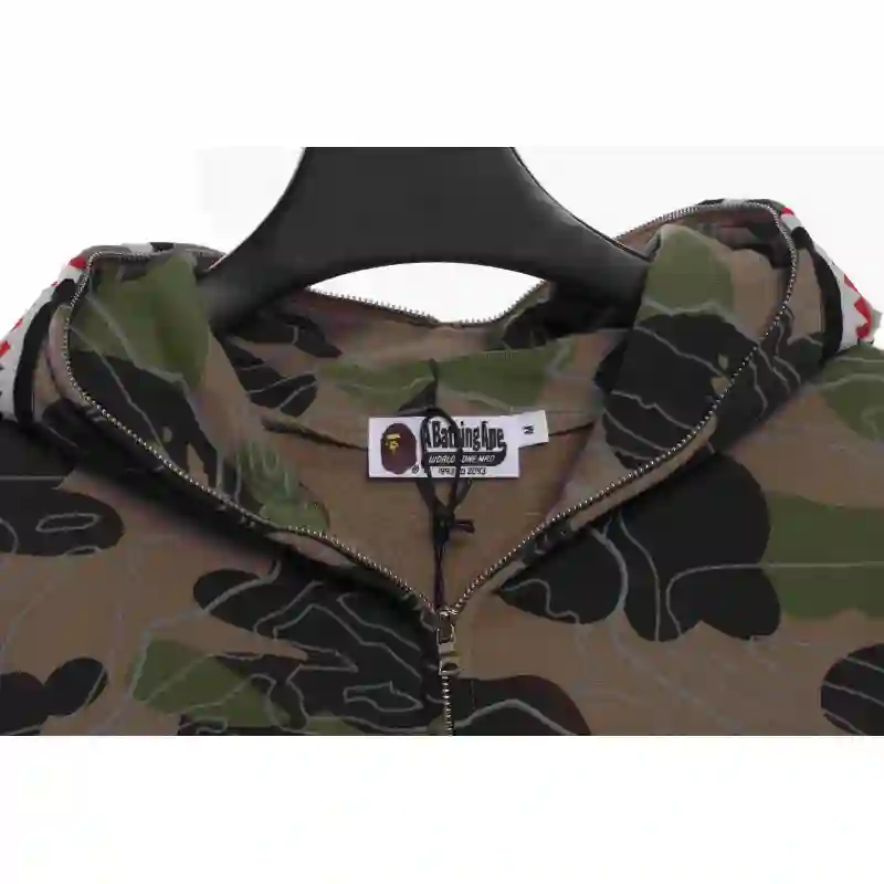 BAPE Overlay Camouflage Shark Zip Hoodie Green