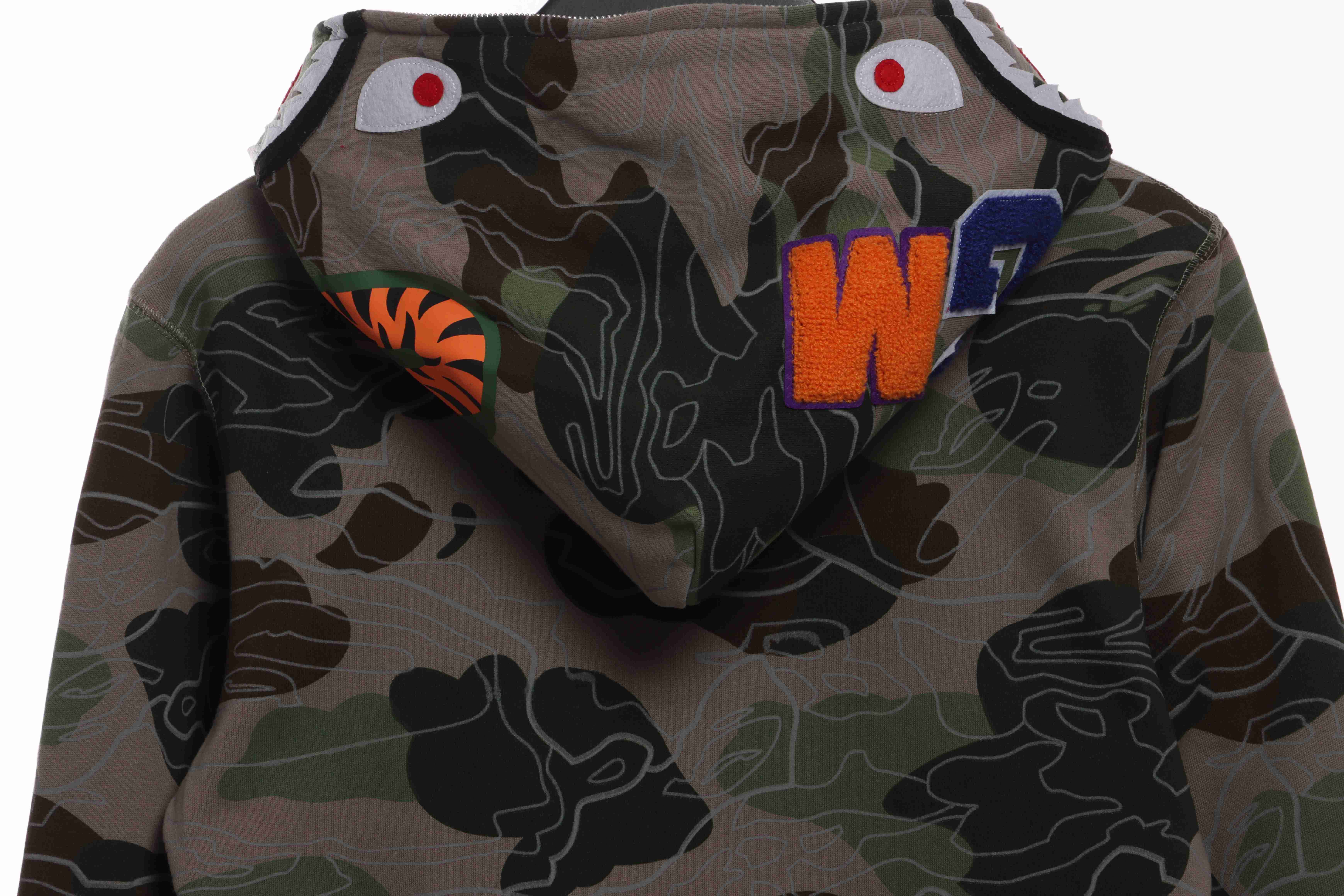 BAPE Overlay Camouflage Shark Zip Hoodie Green