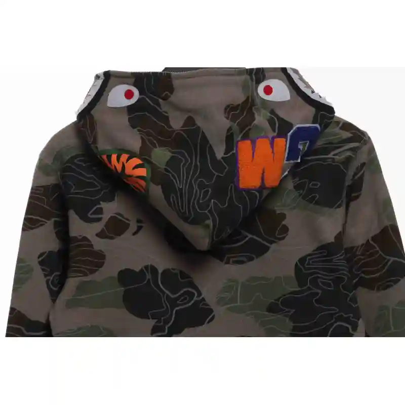 BAPE Overlay Camouflage Shark Zip Hoodie Green