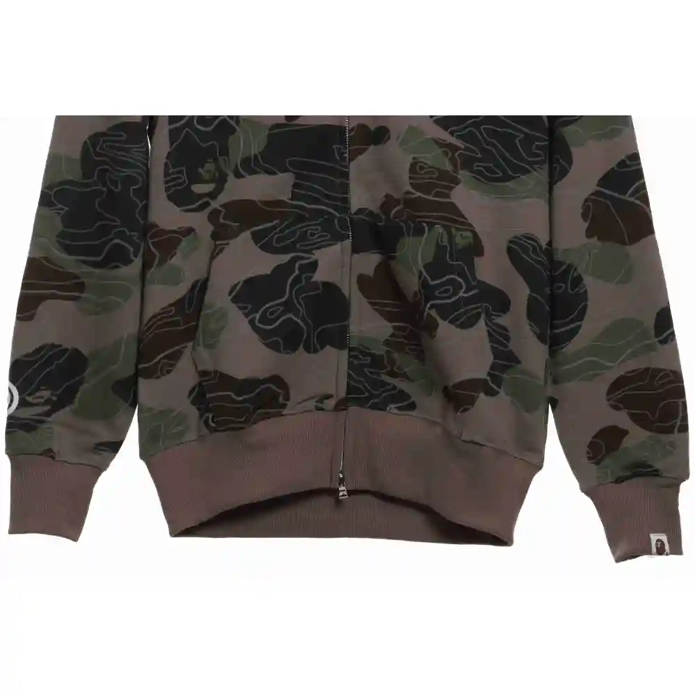 BAPE Overlay Camouflage Shark Zip Hoodie Green