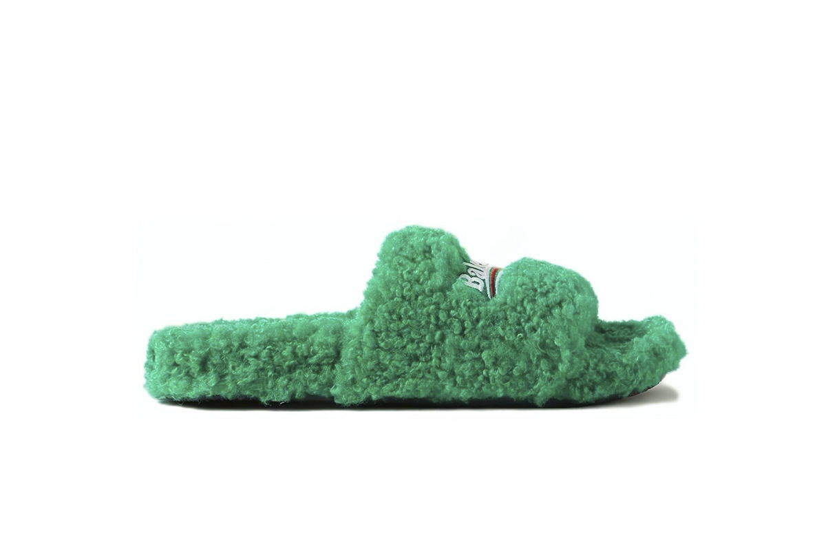Balenciaga Furry Slide Green 654261W2DO13060