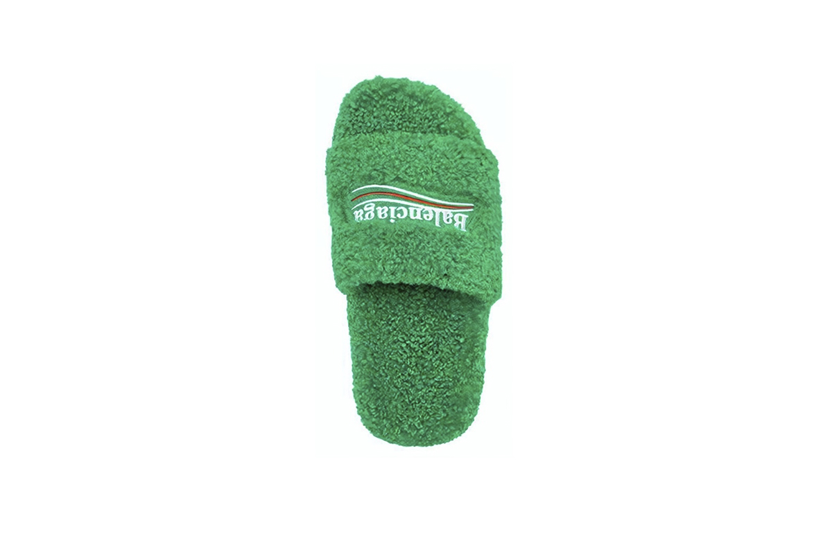 Balenciaga Furry Slide Green 654261W2DO13060