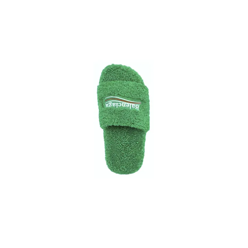 Balenciaga Furry Slide Green 654261W2DO13060