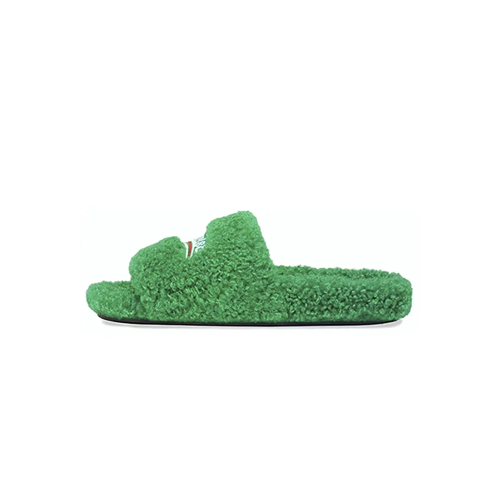 Balenciaga Furry Slide Green 654261W2DO13060