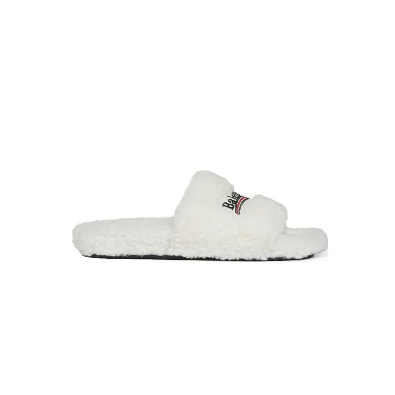 Balenciaga Furry Slide White 654261W2DO19906