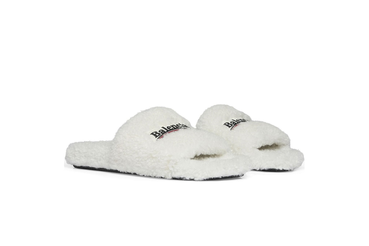 Balenciaga Furry Slide White 654261W2DO19906