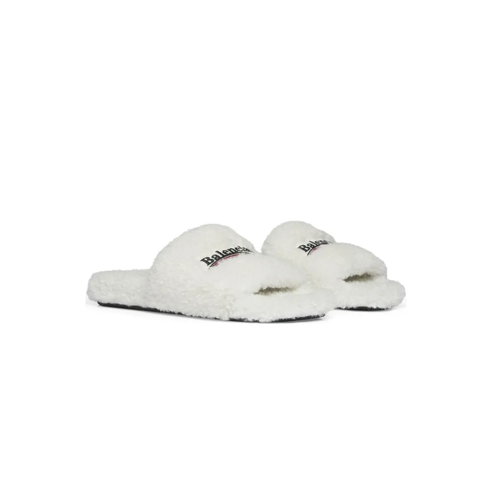 Balenciaga Furry Slide White 654261W2DO19906