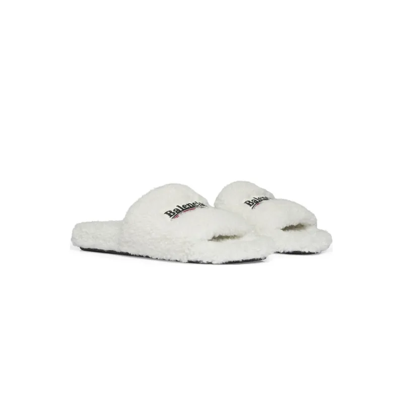 Balenciaga Furry Slide White 654261W2DO19906