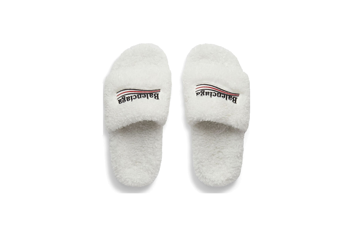 Balenciaga Furry Slide White 654261W2DO19906