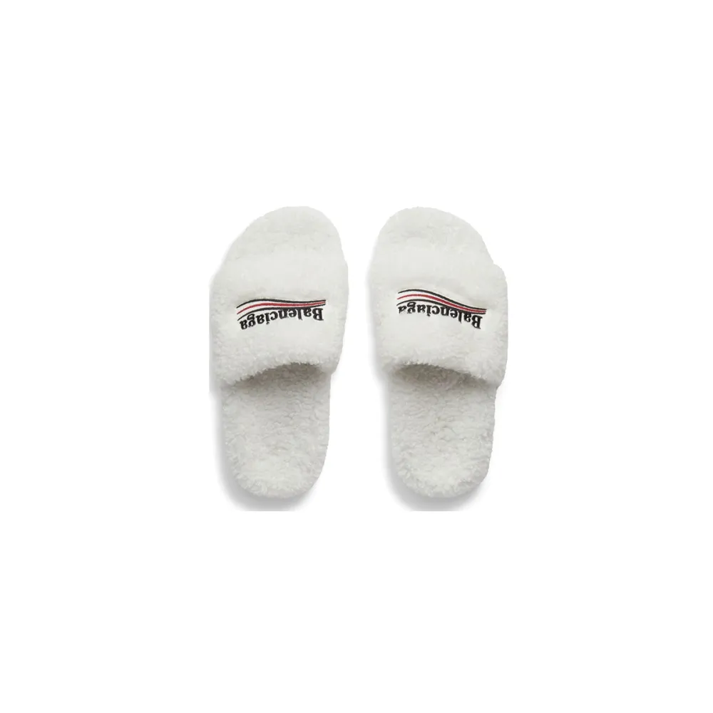 Balenciaga Furry Slide White 654261W2DO19906