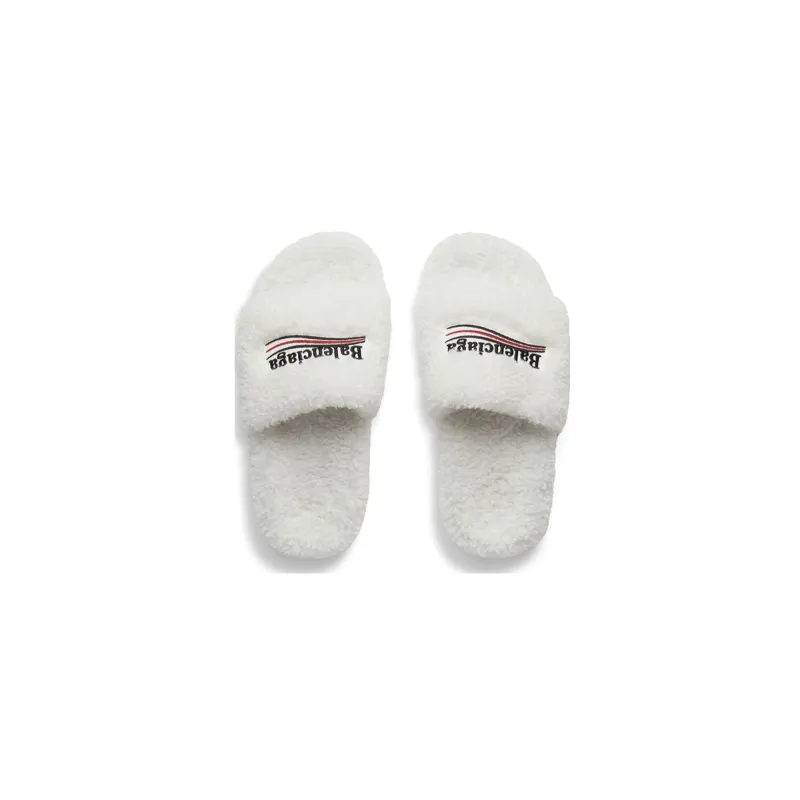 Balenciaga Furry Slide White 654261W2DO19906