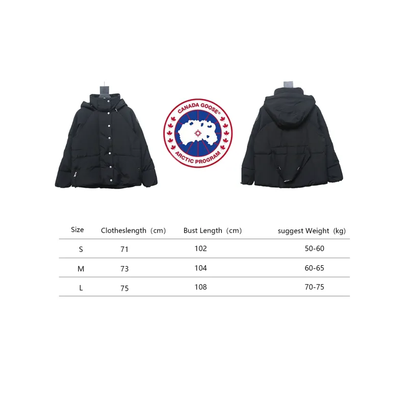 Canada Goose CG Cuffed Solid Color Zip Down Jacket Black 