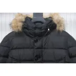 Moncler Mid-Length Hooded Hair Collar Button Down Jacket