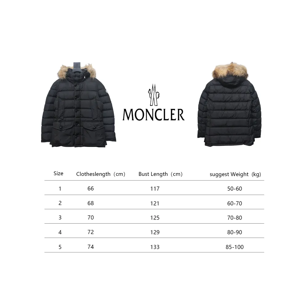 Moncler Mid-Length Hooded Hair Collar Button Down Jacket
