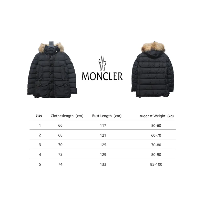 Moncler Mid-Length Hooded Hair Collar Button Down Jacket