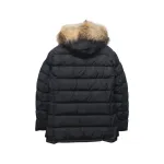 Moncler Mid-Length Hooded Hair Collar Button Down Jacket