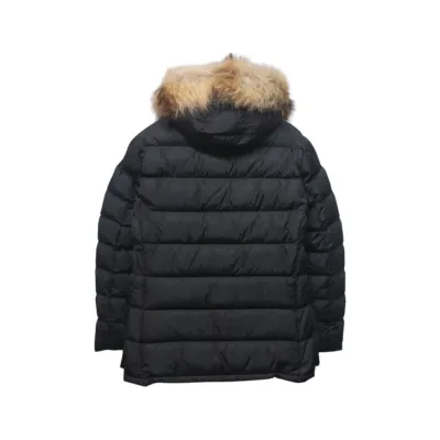 Moncler Mid-Length Hooded Hair Collar Button Down Jacket 02