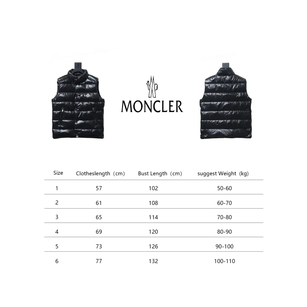Moncler stand up vest black flocked label down