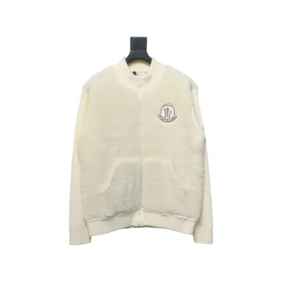  Moncler Sheepskin Wool Knit Wool Patchwork Collar Jacket 01