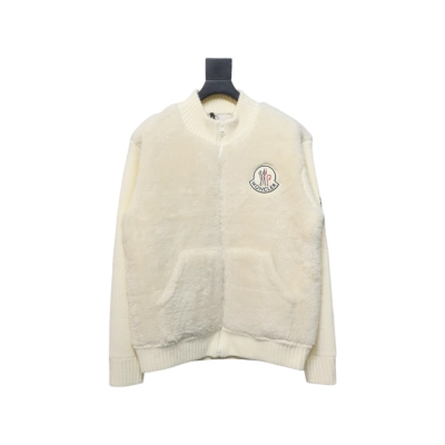  Moncler Sheepskin Wool Knit Wool Patchwork Collar Jacket 01