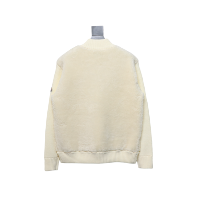  Moncler Sheepskin Wool Knit Wool Patchwork Collar Jacket 02
