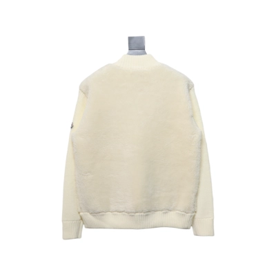  Moncler Sheepskin Wool Knit Wool Patchwork Collar Jacket 02