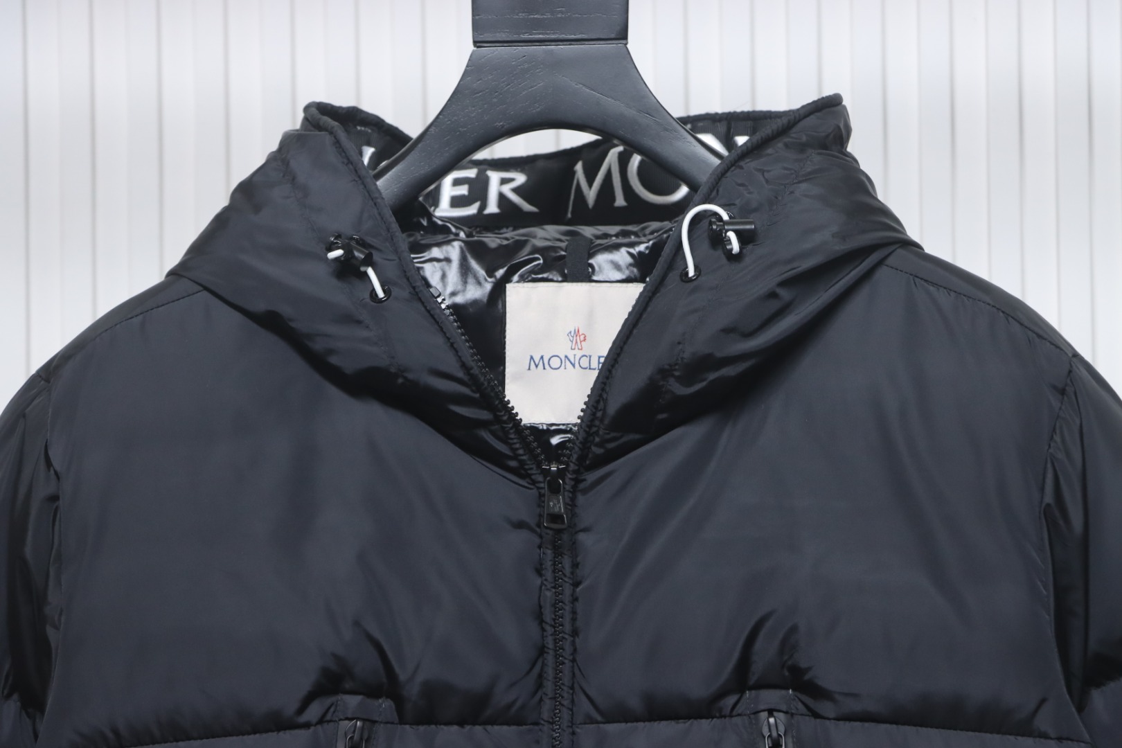 Moncler Embroidered Logo Down Jacket Black